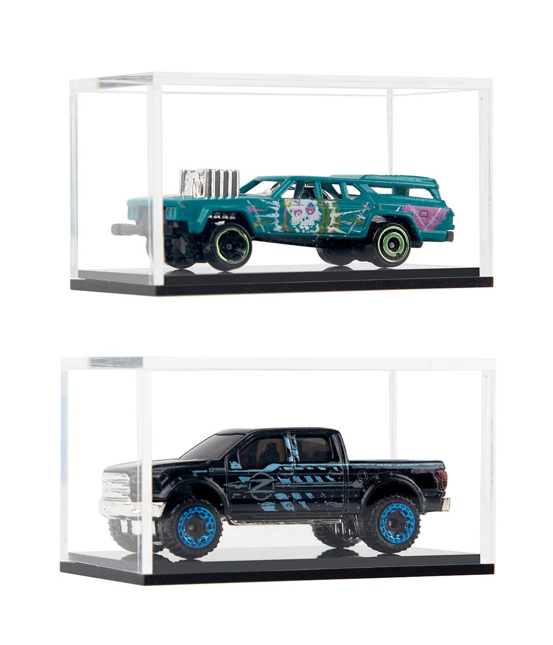 2 Pack Clear Acrylic Hot Wheels Display Case Hotwheels Matchbox 1/64 Scale Toy Model Cars Display Case UV Protect Storage Collectors