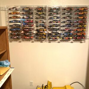 Hot Clear Acrylic Display Case for 1:24 scale Diecast Toy Model Race Cars Wheels Storage Shelves Showcase, 24 Compartments, Wall Mounted