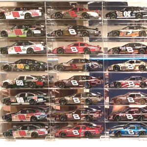 Hot Clear Acrylic Display Case for 1:24 scale Diecast Toy Model Race Cars Wheels Storage Shelves Showcase, 24 Compartments, Wall Mounted