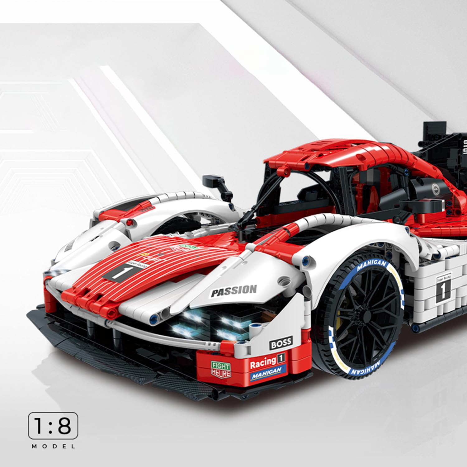 UNCLE BRICK Pro 963 technic Car Model Building Kit,1:8 Scale Model and Race Engineering Toy,Collectible Sports Car Construction Kit for Boys,Compatible with LEGO Technic Car Sets for Adults(3460pcs)