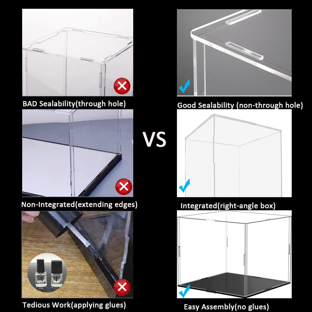 Clear Acrylic Display Case with Black Acrylic Base for 1:24 or 1:32 Scale Vehicle Model, Simple Self-Assembly Dustproof Showcase, Display Box for Diecast Cars,Collectibles(10x6x4 inch;25x15x10 cm)