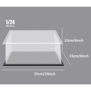 Clear Acrylic Display Case with Black Acrylic Base for 1:24 or 1:32 Scale Vehicle Model, Simple Self-Assembly Dustproof Showcase, Display Box for Diecast Cars,Collectibles(10x6x4 inch;25x15x10 cm)