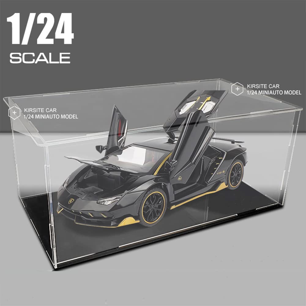 Clear Acrylic Display Case with Black Acrylic Base for 1:24 or 1:32 Scale Vehicle Model, Simple Self-Assembly Dustproof Showcase, Display Box for Diecast Cars,Collectibles(10x6x4 inch;25x15x10 cm)