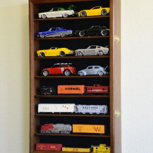 Large 1/24 Scale Diecast Model 16 Cars Display Case Cabinet Holder Holds 16 Cars 1:24 (Walnut Finish)