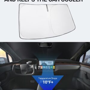 BASENOR Tesla Model X Windshield Sunshade Folding Sun Visor Protector Sun Shade Cover with a Storage Bag Fit Model X 2021-2024