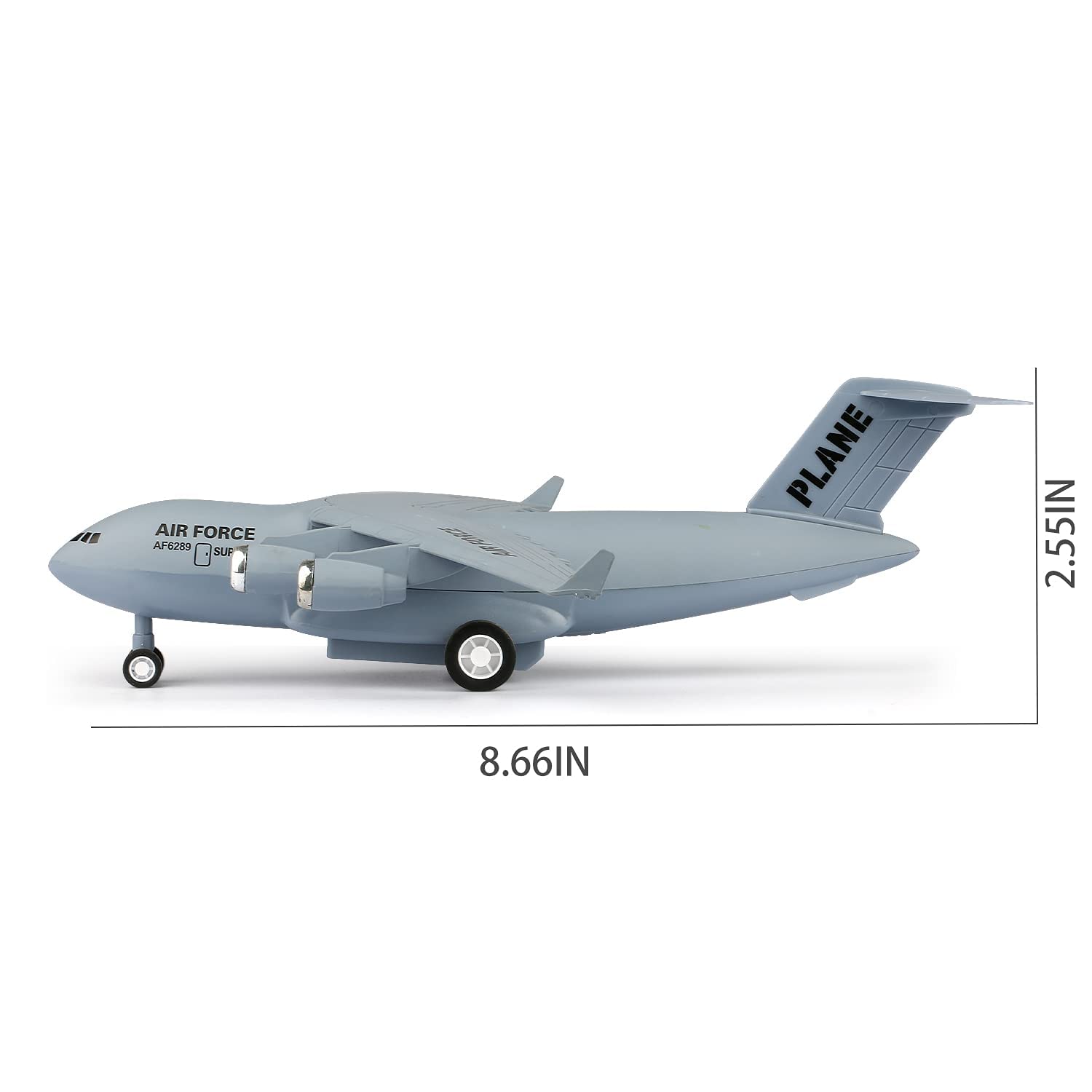 EDUKiE 1400 Scale Die Cast Metal Transport Airplane Model with Pull Back Action and Music and Light for Kids