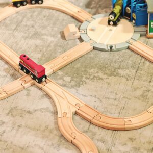 SainSmart Jr. Wooden Train Track 24pcs, Track Expansion Compatible with All Major Brands Toddler Railway Toy Train Set Boys Train Set 3+