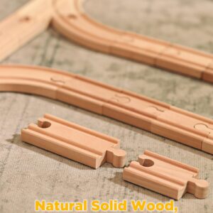 SainSmart Jr. Wooden Train Track 24pcs, Track Expansion Compatible with All Major Brands Toddler Railway Toy Train Set Boys Train Set 3+