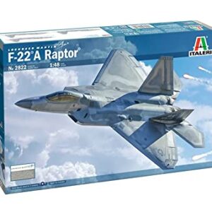 Italeri -2822 F-22A Raptor, 1:48 Scale, Model Kit, Plastic Model to Mount, Modeling, Grey, IT2822