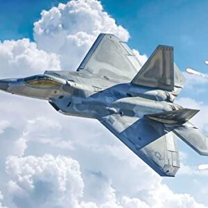 Italeri -2822 F-22A Raptor, 1:48 Scale, Model Kit, Plastic Model to Mount, Modeling, Grey, IT2822