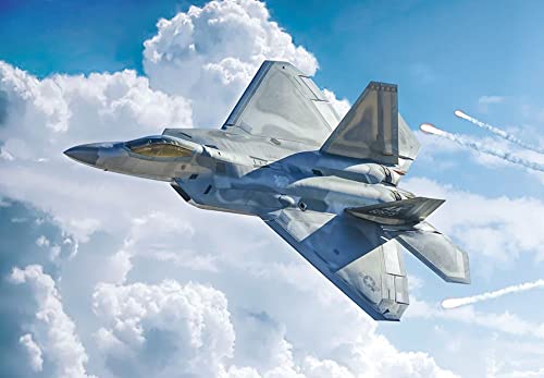 Italeri -2822 F-22A Raptor, 1:48 Scale, Model Kit, Plastic Model to Mount, Modeling, Grey, IT2822