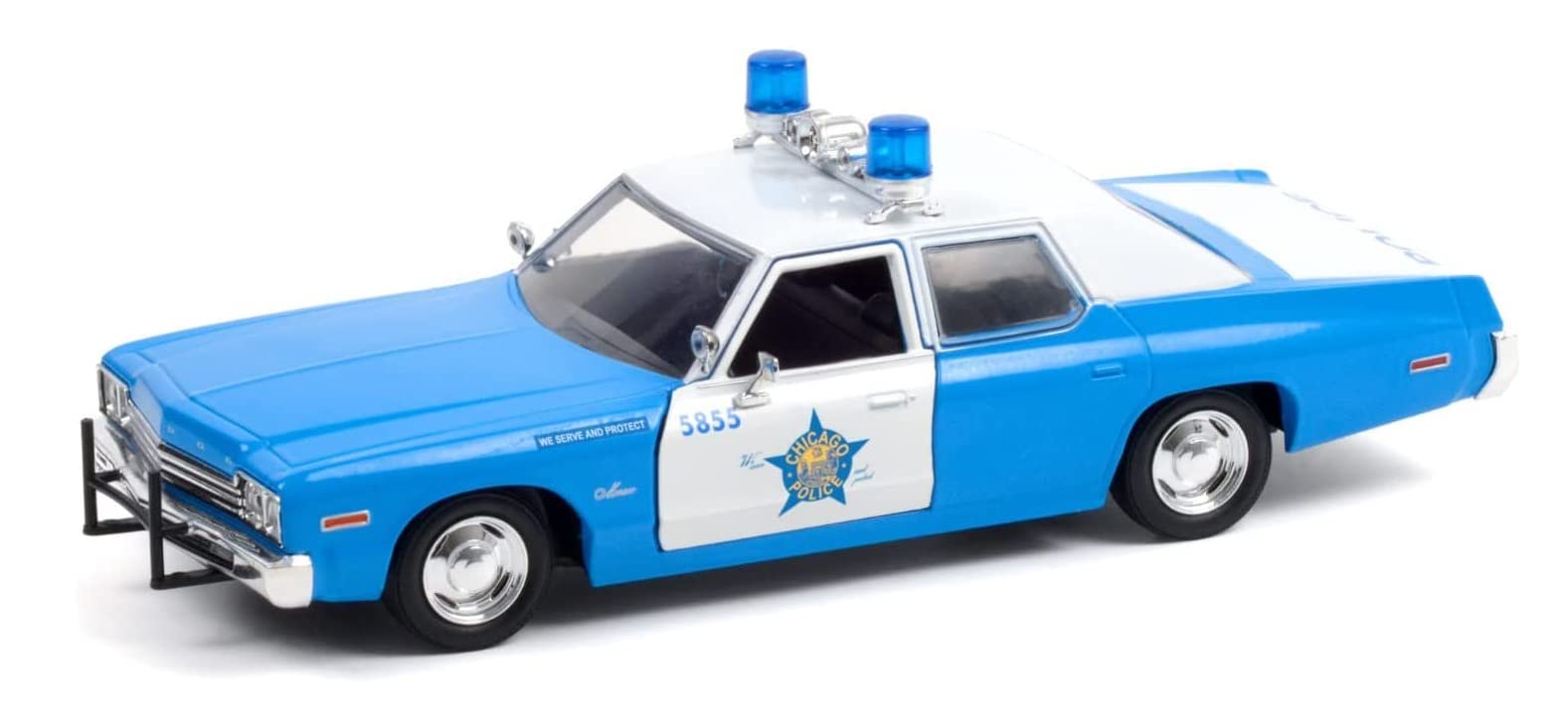 Greenlight 1974 Dodge Monaco Blue and White CPD Chicago Police Department (Illinois) Hot Pursuit Series 1/24 Diecast Model Car