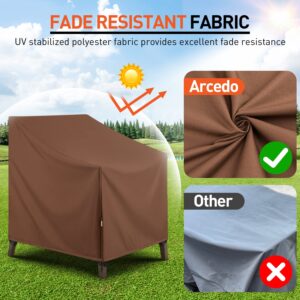 Arcedo Waterproof Patio Chair Covers, Heavy Duty Outdoor Lounge Chair Covers, Patio Furniture Covers for Lawn Garden Swivel Rocking Chairs, All Weather Protection, 34"W x 37"D x 36"H, 2 Pack, Brown