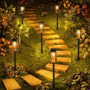 BITPOTT Solar Pathway Lights for Outside, 8 Pack Bright Solar Garden Lights Outdoor Waterproof, Solar Lights for Yard Lawn Walkway Driveway Landscape Lighting Decor