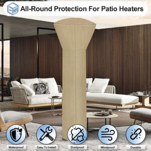 OutdoorLines Waterproof Outdoor Patio Heater Covers with Zipper and Storage Bag, Dust-proof UV-Resistant Windproof Propane Heavy Duty Heater Cover for Standing Heater, 1 Pack-89Hx33Dx19B inch Camel