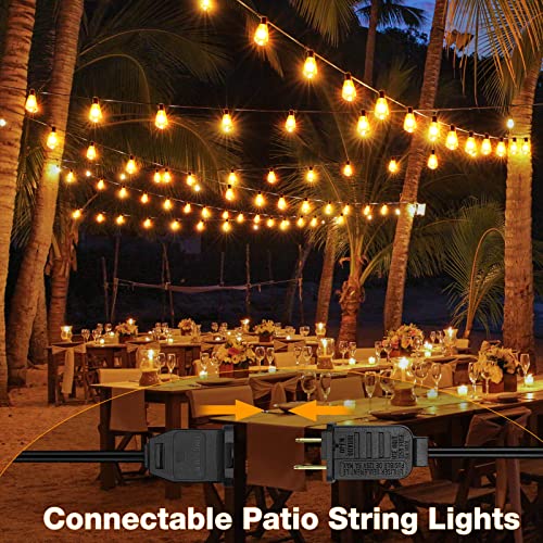 GLUROO Outdoor String Lights, 30FT LED Outdoor Patio Lights Waterproof with 15+1 Vintage Bulbs Shatterproof Energy Saving,2700K Hanging Edison String Lights Outside for Backyard,Bistro,Camping,Gazebo