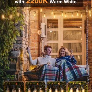 XMCOSY+ Patio Lights 100Ft Smart Outdoor String Lights, 45 ST38 Edison Bulbs, APP WiFi Control, Work with Alexa, Waterproof Dimmable LED String Lights for Outside Patio Porch Yard Bistro, 2200K