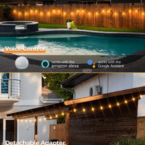 XMCOSY+ Patio Lights 100Ft Smart Outdoor String Lights, 45 ST38 Edison Bulbs, APP WiFi Control, Work with Alexa, Waterproof Dimmable LED String Lights for Outside Patio Porch Yard Bistro, 2200K