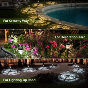 XMCOSY+ 6 Pack Solar Pathway Lights, Auto On/Off IP65 Waterproof LED Lights for Landscape, Patio, Lawn, Driveway (Warm & Cool White)