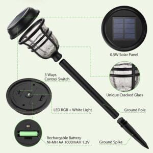 XMCOSY+ 6 Pack Solar Pathway Lights, Auto On/Off IP65 Waterproof LED Lights for Landscape, Patio, Lawn, Driveway (Warm & Cool White)