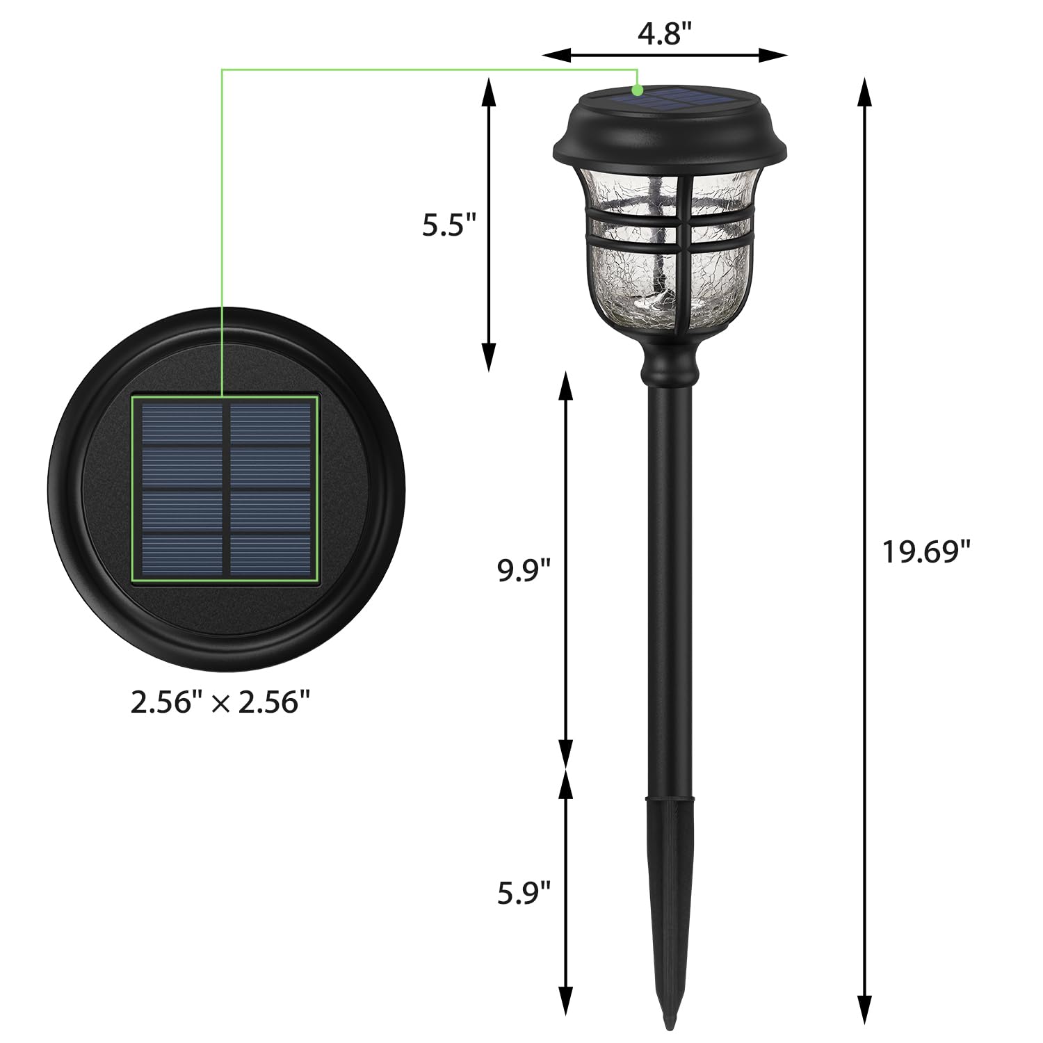 XMCOSY+ 6 Pack Solar Pathway Lights, Auto On/Off IP65 Waterproof LED Lights for Landscape, Patio, Lawn, Driveway (Warm & Cool White)