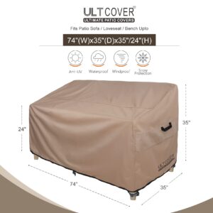 ULTCOVER Patio Furniture Sofa Cover 74W x 35D x 35H inch Waterproof Outdoor 3-Seater Couch Cover