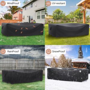 Patio Furniture Set Cover Waterproof, Mrrihand Outdoor Sectional Sofa Set Cover Heavy Duty 600D Table and Chair Set Cover 107" L×81" W×27.9" H