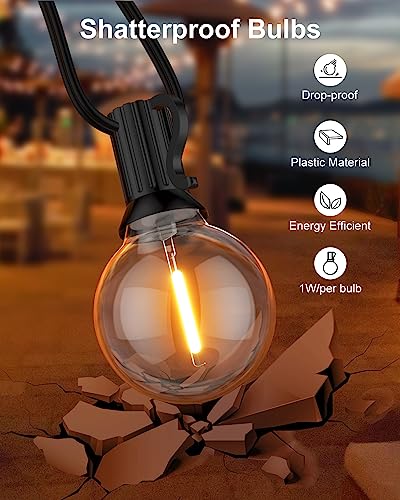 GLUROO 120FT LED String Lights, G40 Bulbs, Waterproof Dimmable Globe Hanging Cafe, Bistro Lights for Outside, 2Packs * 60ft