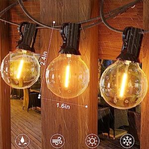 GLUROO 120FT LED String Lights, G40 Bulbs, Waterproof Dimmable Globe Hanging Cafe, Bistro Lights for Outside, 2Packs * 60ft