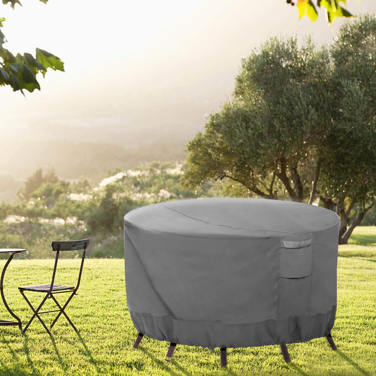 Vailge Round Patio Furniture Covers, 100% Waterproof Outdoor Table Chair Set Covers, Anti-Fading Cover for Outdoor Furniture Set, UV Resistant, 72"DIAx28"H, Grey