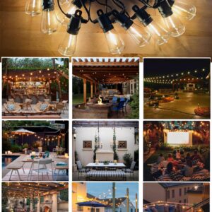 SUFEIMAS LED Outdoor String Lights Waterproof - NEW MODE 50FT Patio Lights 15+2 Vintage Shatterproof Plastic Bulbs,IP65 Edison String Lights for Outside Backyard Balcony Bistro Cafe Garden