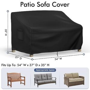 Richwon Patio Loveseat Cover Waterproof, 2-Seater Outdoor loveseat Cover, Patio Furniture Covers with Air Vent and Handles, 54W x 37D x 35H Inches, Black