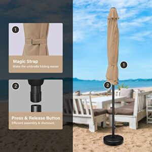 Simple Deluxe 9' Patio Umbrella Outdoor Table Market Yard Umbrella with Push Button Tilt/Crank, 8 Sturdy Ribs for Garden, Deck, Backyard, Pool, Tan