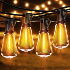 partphoner led outdoor string lights, 60ft patio lights with 32 shatterproof st38 vintage edison bulbs, 2700k dimmable waterproof outside hanging lights for porch backyard deck balcony party decor