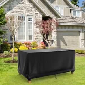 Patio Table Cover 100% Waterproof, 64x45x28 inch Outdoor Table Cover Rectangular, Patio Furniture Cover for Dinning Furniture, Picnic Coffee Tables Chairs and Sofas, Black