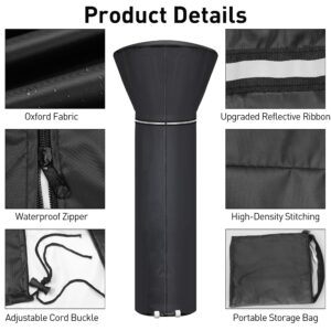 Upgraded Patio Heater Covers Waterproof, Outdoor Heater Cover with Reflective Ribbon, Zipper and Storage Bag, Waterproof, Dustproof, Wind-Resistant, UV-Resistant, Snow-Resistant, 89.5"Hx33.5"Dx19.5"B