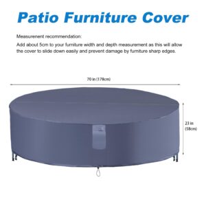 CNCZMH 70"X23" Patio Furniture Set Covers Waterproof For Outdoor Round Table And Chairs, 600d Oxford Fabric Heavy Duty Extra Large Covering For Outside Furniture
