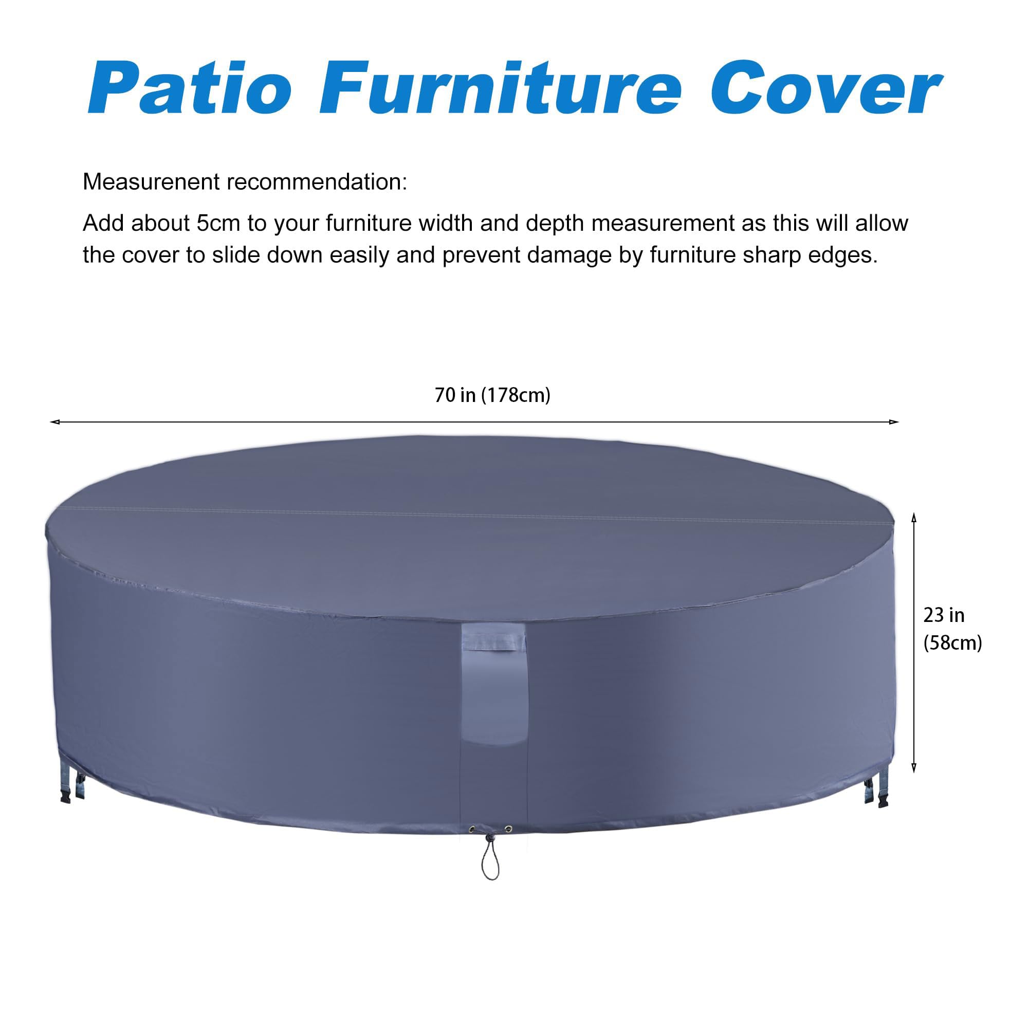 CNCZMH 70"X23" Patio Furniture Set Covers Waterproof For Outdoor Round Table And Chairs, 600d Oxford Fabric Heavy Duty Extra Large Covering For Outside Furniture