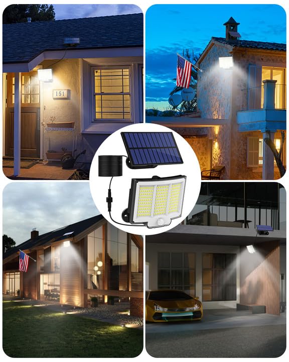 oulac Solar Lights for Outside, 210 LED Motion Sensor Outdoor Lights, IP68 Waterproof Outdoor Solar Lights, Solar Flood Lights Outdoor for Yard, Patio, Garden(2 Pack)