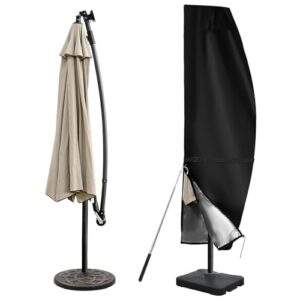 Patio Umbrella Cover,420D Outdoor Cantilevered Offset Umbrella Cover with Sturdy Waterproof Zipper and Top Vent,Outdoor Umbrella Covers (fits 9FT to 12FT）