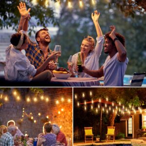 PARTPHONER LED Outdoor String Lights, 120FT Patio Lights with 64 Shatterproof ST38 Vintage Edison Bulbs, 2700K Dimmable Waterproof Outside Hanging Lights for Porch Backyard Deck Balcony Party Decor