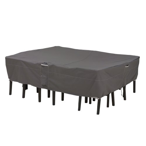 Classic Accessories Ravenna Water-Resistant 128 Inch Rectangular/Oval Patio Table & Chair Set Cover, Outdoor Table Cover