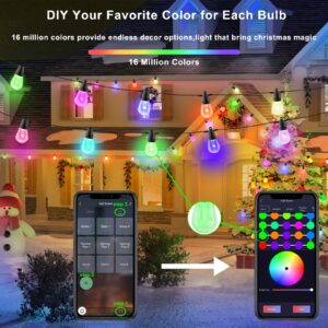 YSJ Outdoor String Lights for Outside,49FT RGB Patio Lights Outdoor Waterproof with App & Remote,DIY Each Bulb Color Changing String Light with 20 Shatterproof Bulbs Dimmable for Balcony,Cafe,Backyard