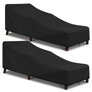 arcedo waterproof patio chaise lounge covers, outdoor lounge chair covers, outdoor patio furniture cover for poolside beach, all weather protection, 80" x 30” x 26" h, black, 2 pack
