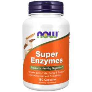 now supplements, super enzymes, formulated with bromelain, ox bile, pancreatin and papain,180 capsules