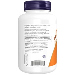 NOW Supplements, Pancreatin 2000 with naturally occurring Protease (Protein Digesting), Amylase (Carbohydrate Digesting), and Lipase (Fat Digesting) Enzymes, 250 Capsules , 1 Count (Pack of 1 )