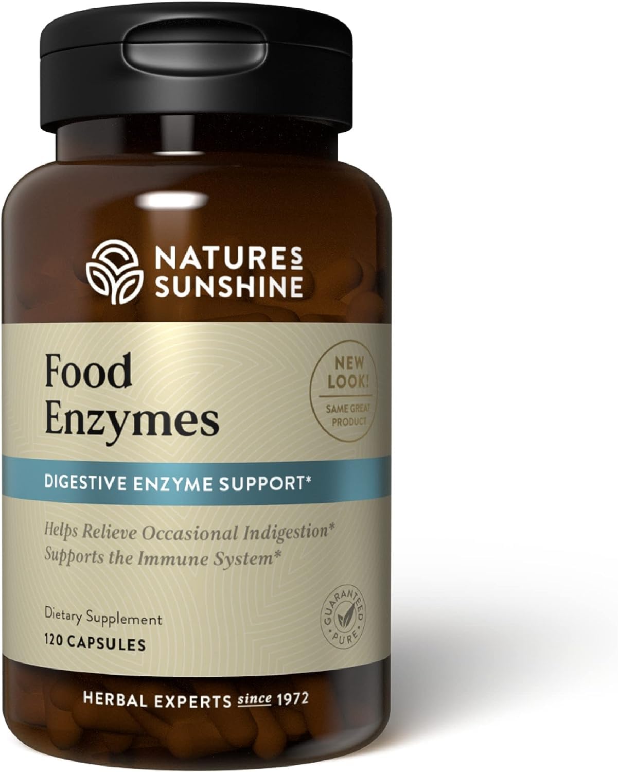 Nature's Sunshine Food Enzymes - Powerful Proprietary Blend for Digestive Health to Break Down Fats, Carbs, Protein - 60 Servings (120 Capsules) Made in The USA