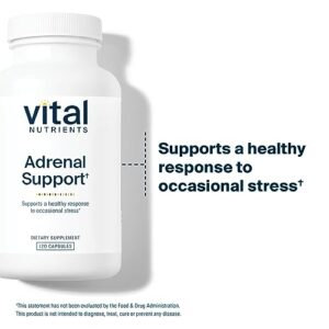 Vital Nutrients Adrenal Support | Adrenal Support Supplements for Gland Function and Cortisol Management | Supports Energy and Stress Levels | Gluten, Dairy, Soy Free | 120 Capsules