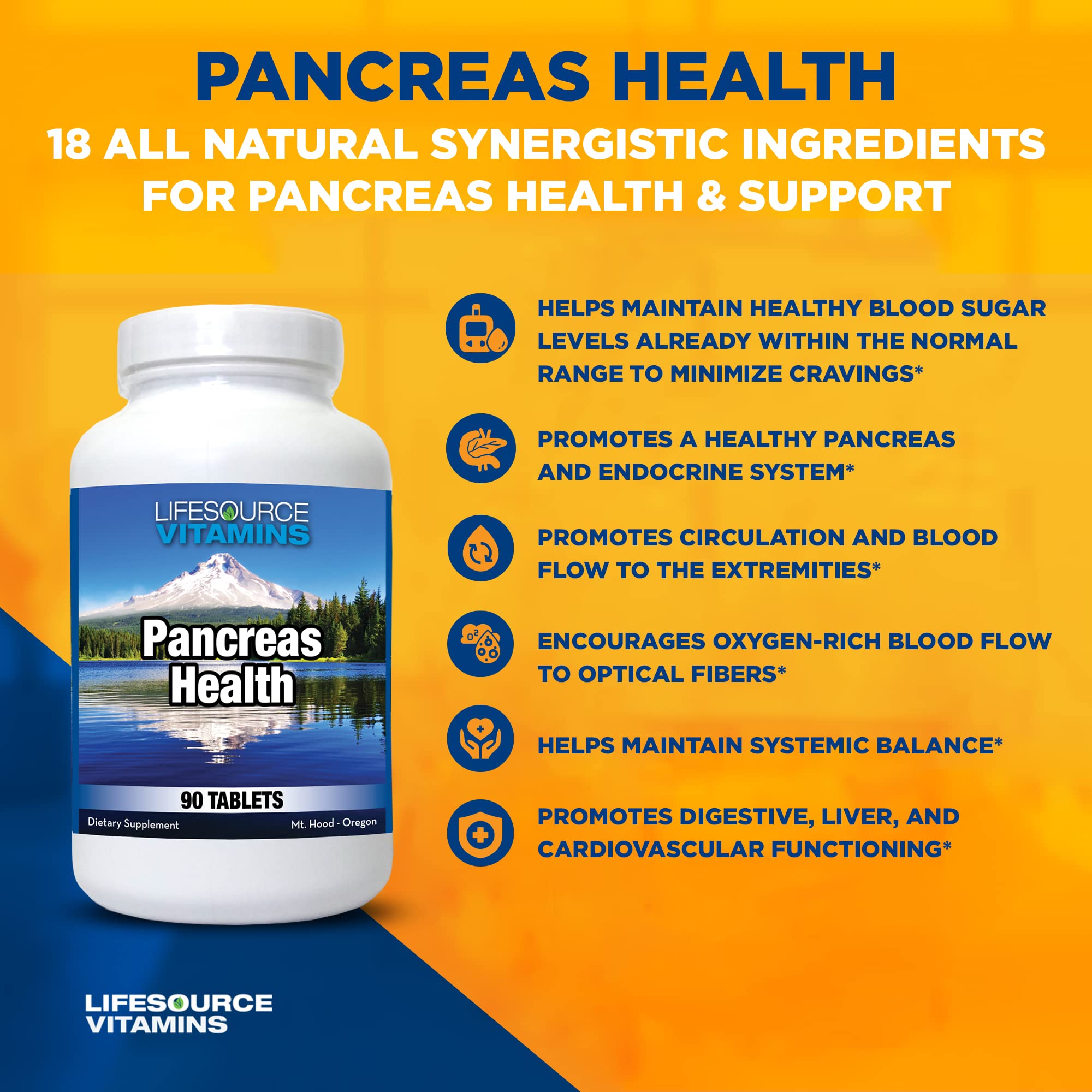 LifeSource Vitamins Pancreas Health-18 All Natural Synergistic Ingredients for Pancreas Health & Support