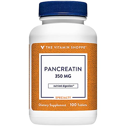 The Vitamin Shoppe Pancreatin 500MG, Natural Digestive Enzyme Supplement, Supports Digestion of Fats, Protein, Carbohydrates (100 Tablets)